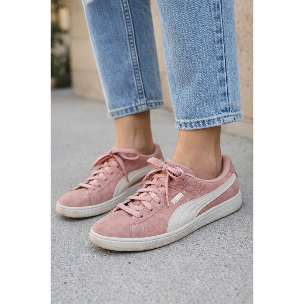 PUMA Women's Vikky Suede Sneakers, Pink/White 9.5 tennis shoes - Picture 5 of 6